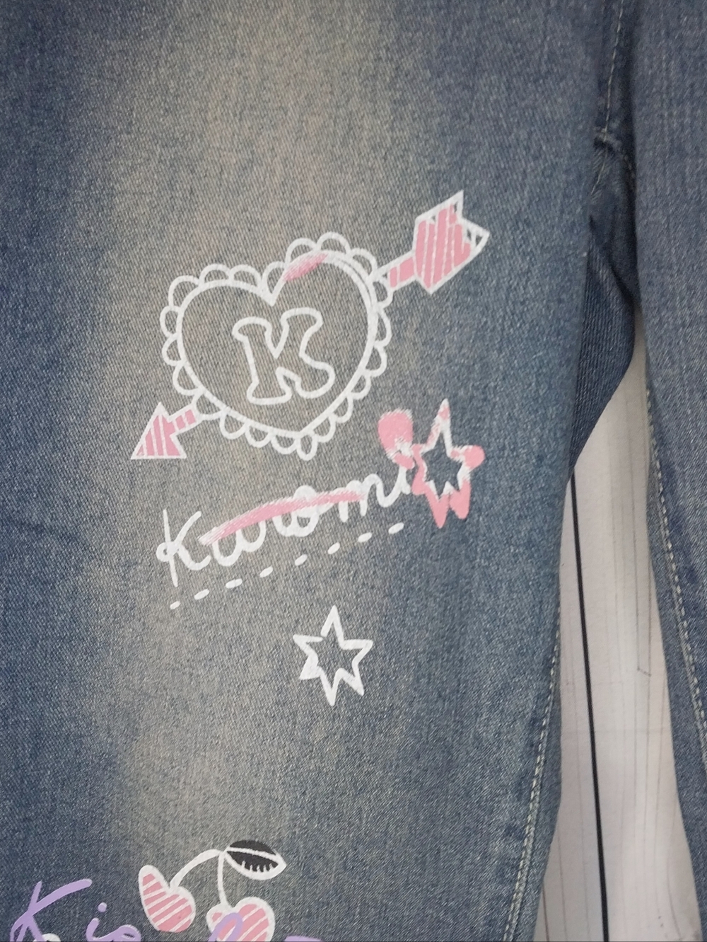 Hello Kitty Sanrio Kuromi Cartoon Grafitti Y2K Jeans - Picture 6 of 9